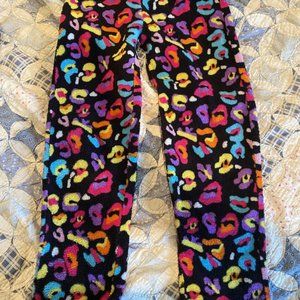 Leopard Print Multi-Colored Fleece Pajama Pants